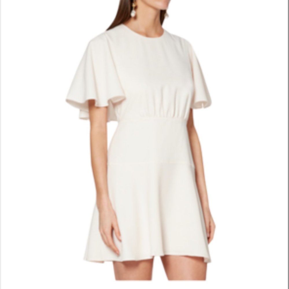 Club Monaco Ceithan Cape Flutter Sleeve Mini Dress 10 Cream